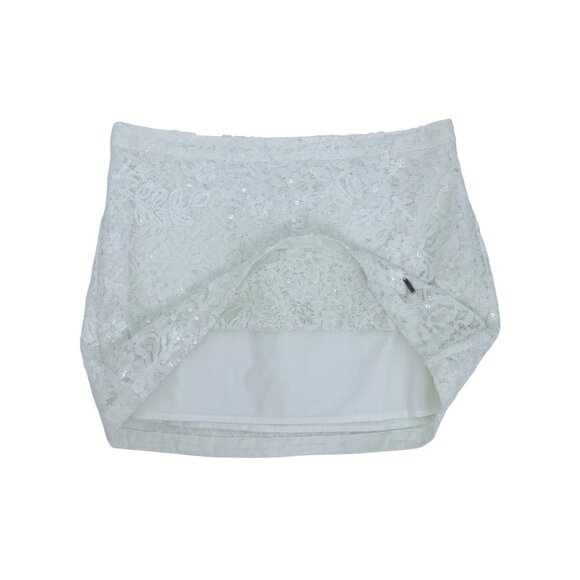 Vintage Hollister Cream Floral Lace & Sequin Embellished Mini Skirt Y2K - Picture 9 of 16